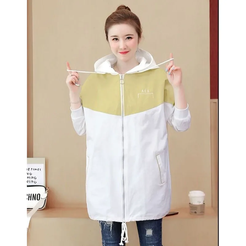Куртка женская средней длины Повседневная Свободная ветровка на молнии с