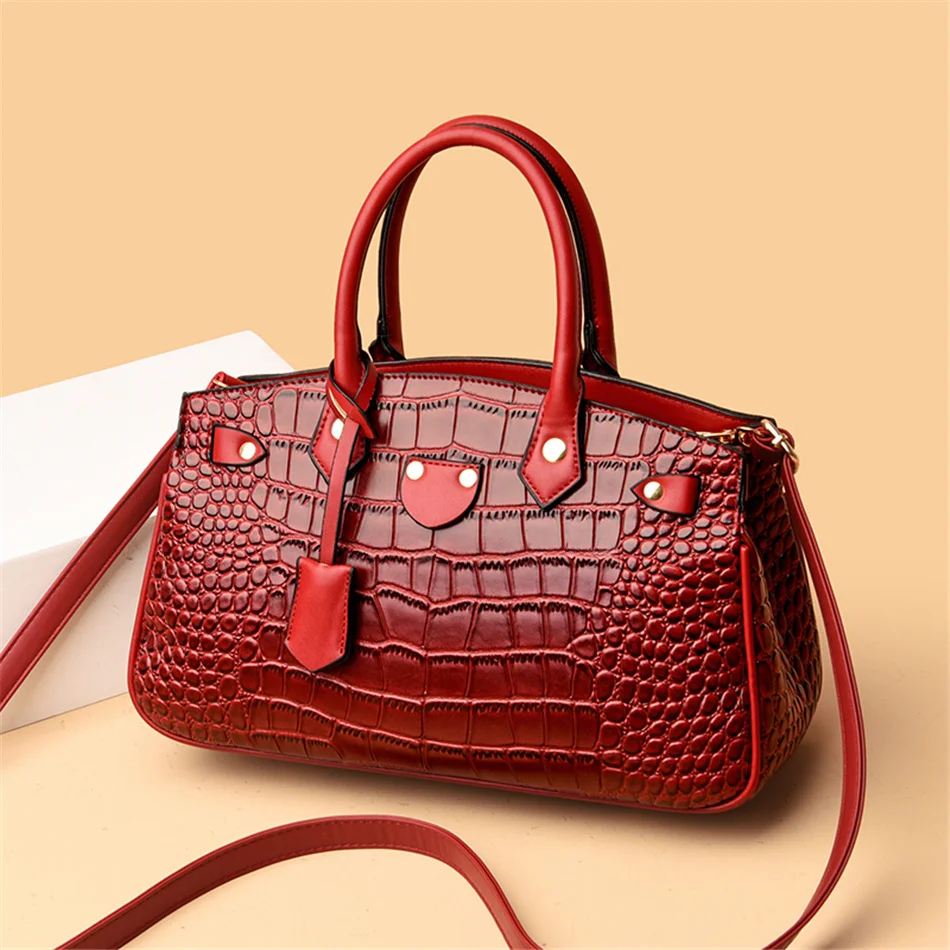 

Роскошная дизайнерская дамская сумочка с узором под камень, Высококачественная кожаная сумка с ручками, сумка-мессенджер через плечо, 2021