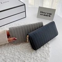 weave wallet wrist handle phone case long section money pocket pouch handbag women purse card holder wallet