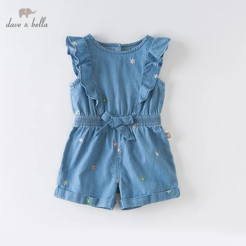 DBZ14091 Dave bella Летний комбинезон для новорожденных девочек с бантом и цветочным