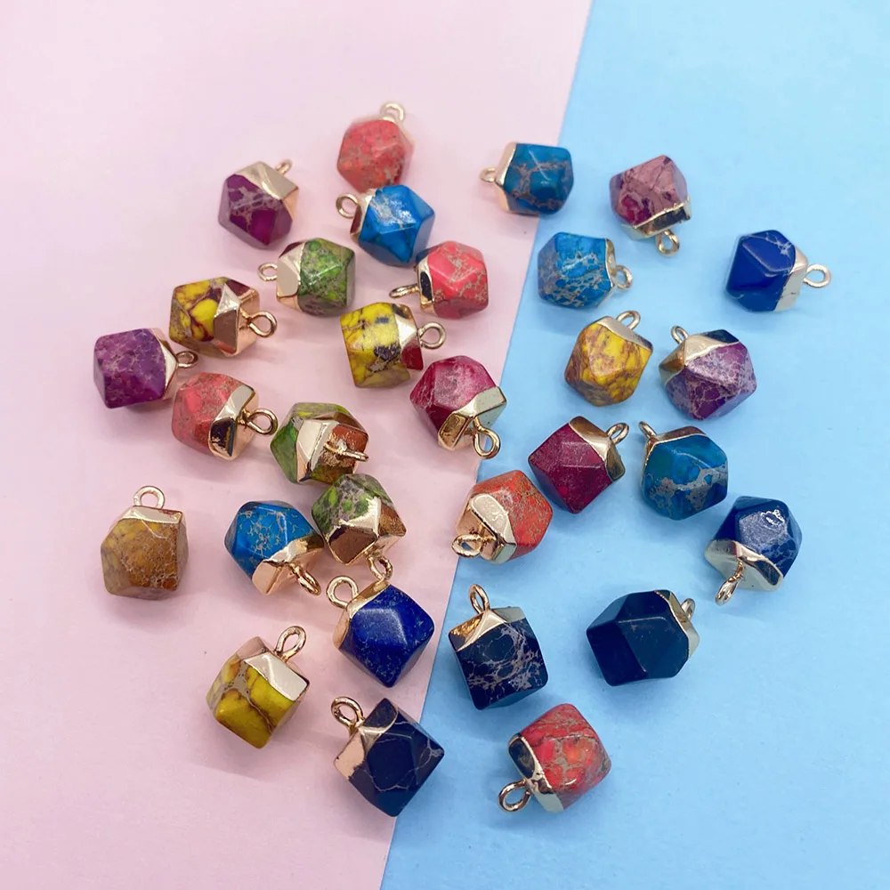

Small Natural Stone Pendants for Jewelry Making DIY Handmade Necklace Charm Accessories Turquoise Pendant Bulk Polygon 1pcs Blue