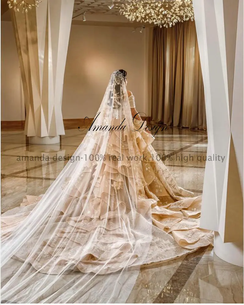 Аманда дизайн vestidos de novia tallas grandes с открытыми плечами кружева роскошное свадебное платье