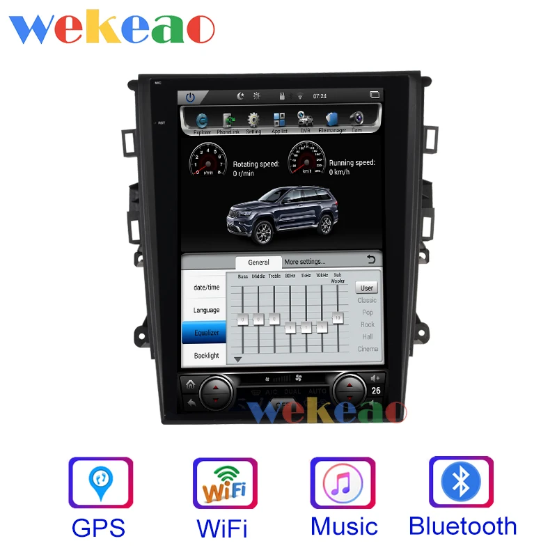 Wekeao Vertical Screen Tesla Style 12.1" 1 Din Android 9.0 Car Radio For FORD Mondeo Dvd Player With GPS Navigation 4G 2013+ |