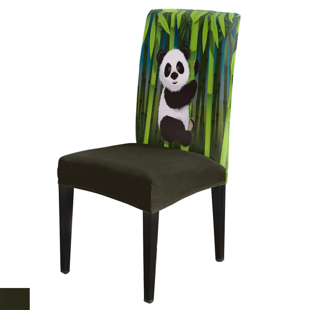 

Animal Cute Panda Green Bamboo Chair Cover Spandex Elastic Printing Dining Chair Kitchen Seat Case Stretch