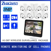 zhxinsd h 265 8ch 3m indoor hd wireless cctv system with screen wifi ip security camera p2p nvr video surveillance kit
