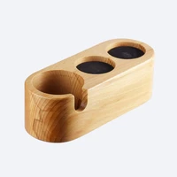 new 58mm coffee filter holder tamper stand beech walnut wood espresso distributor mat base rack for barista accessories