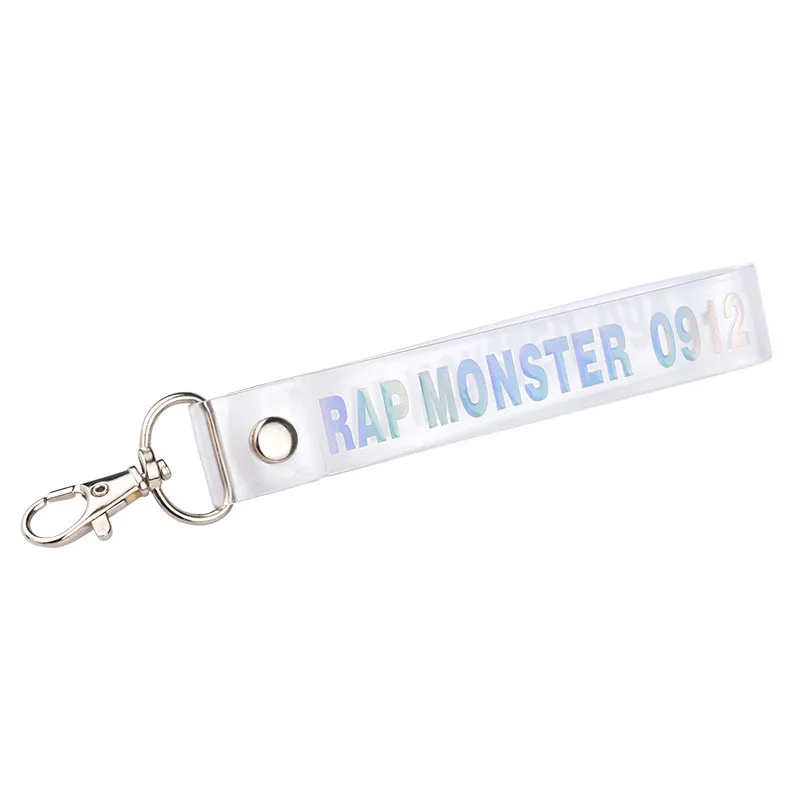 RAP MONSTER 1PC Fashion KPOP Keyring Transparent KOOKIE Key Chain Bangtan Boys Love Yourself SUGA J-HOPE Rope Keychain Jewelry - Цвет: RAP MONSTER