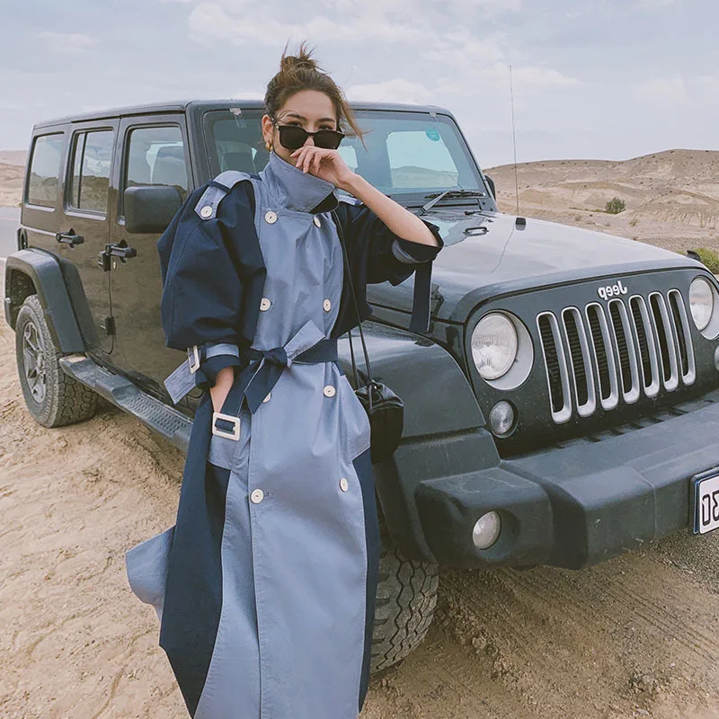 

Long windbreaker whom the spring and autumn period and the new joker British custom mass popular thin coat clothes women