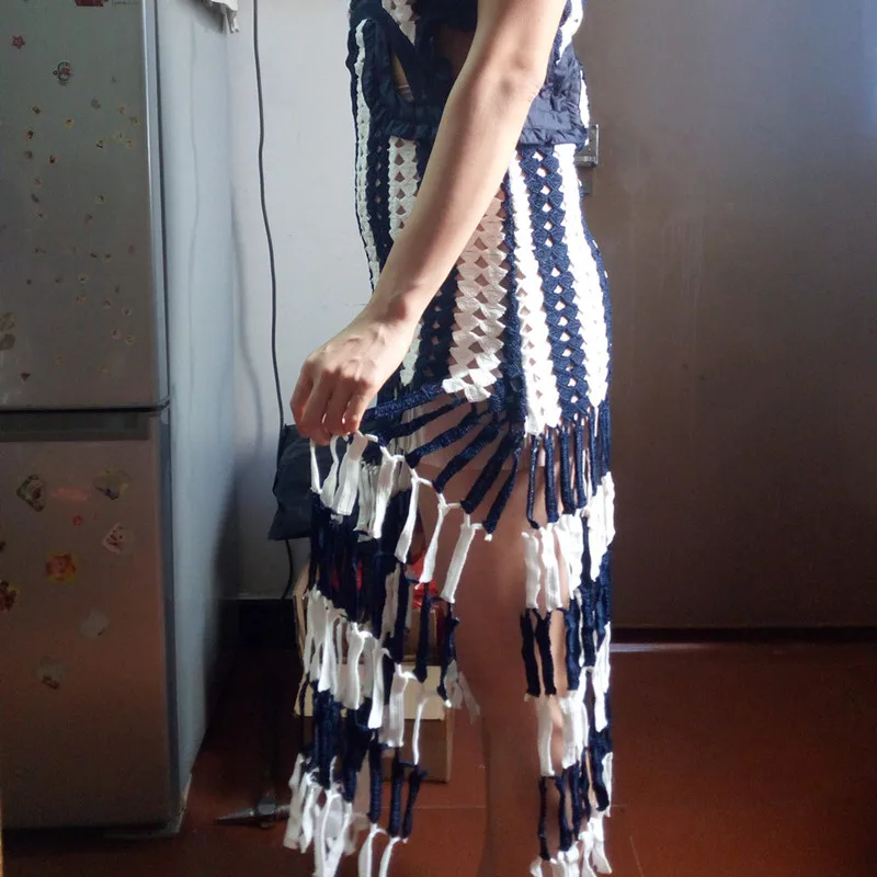 Брендовые женские платья HANZANGL трикотажное платье чехол белое синее лоскутное