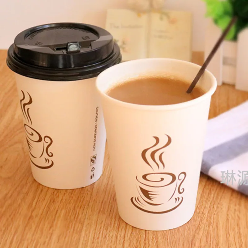 50 шт Высокое качество белые одноразовые кофейные чашки на вынос посылка 8 унций 12
