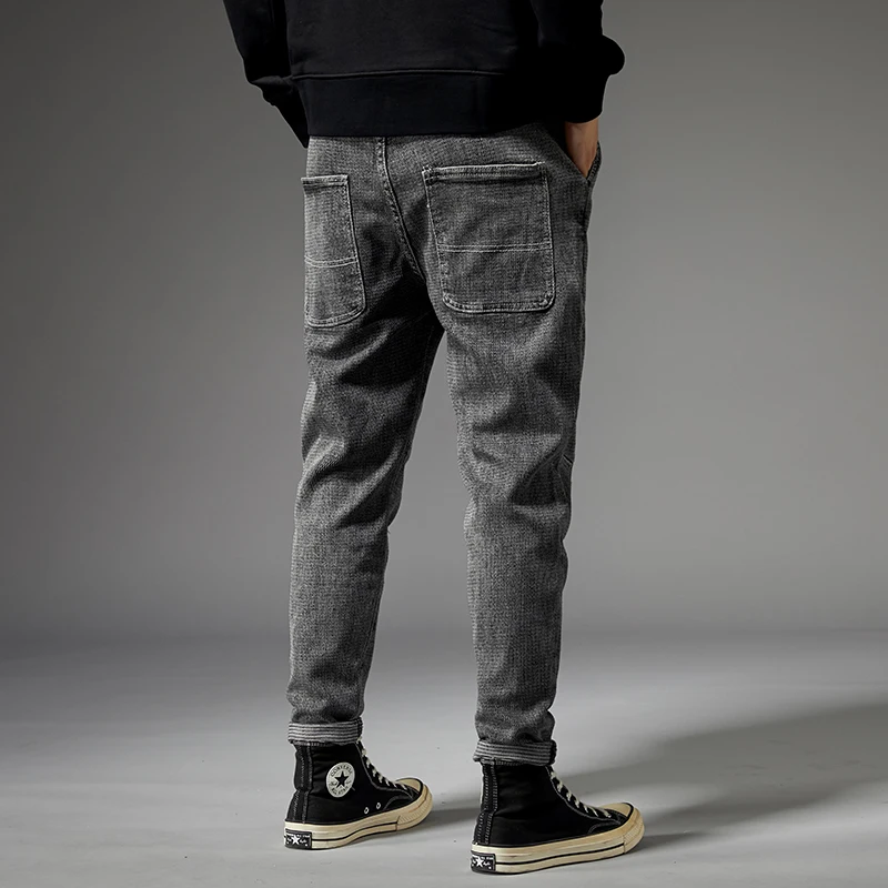 KSTUN/мужские джинсы в японском стиле серые Стрейчевые повседневные джинсовые