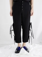 mens black gothic slacks for spring and autumn with belted trousers and high waisted trousers with breasted trousers