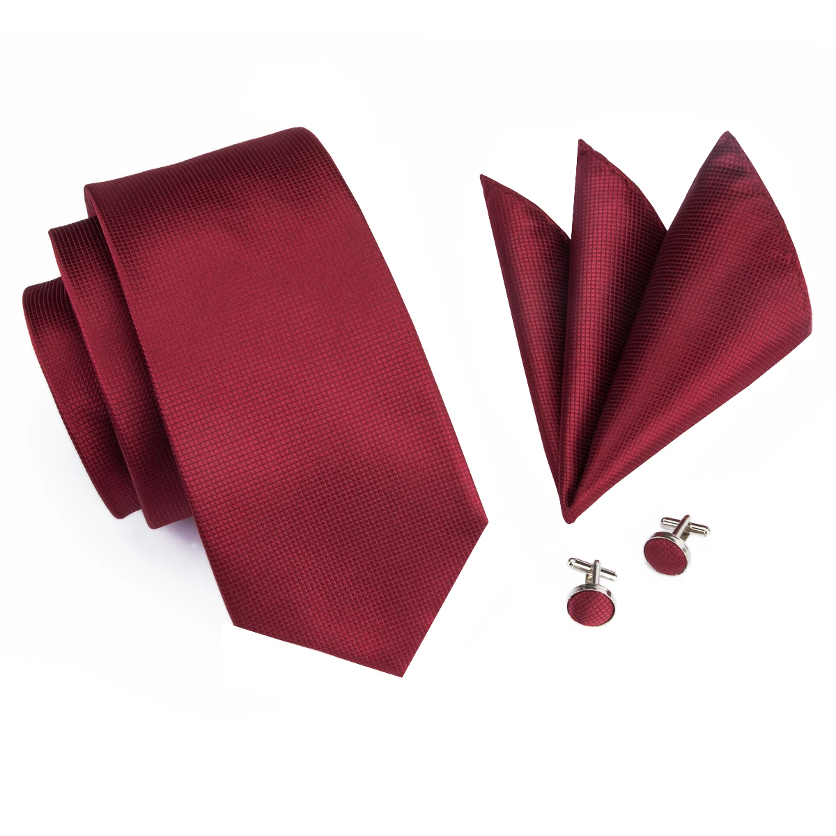 2018 модные винно красные однотонные Галстуки Hanky запонки 100% шелк галстуки для
