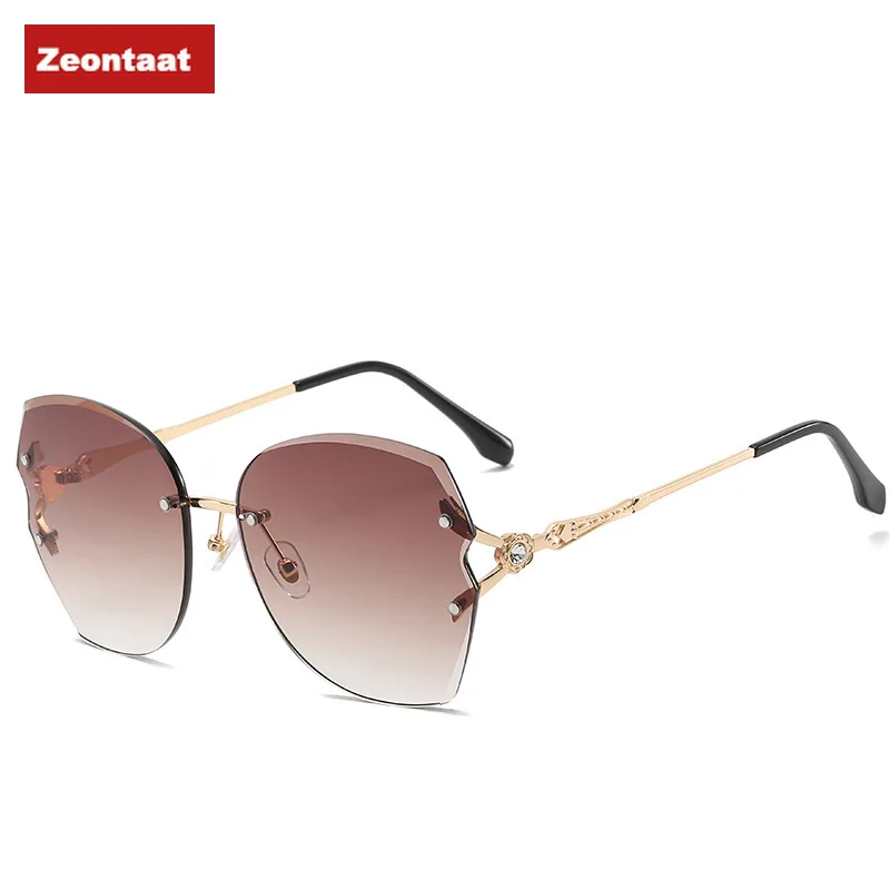 

Fashion Rimless Sunglasses For Women Big Luxury Brand Designer UV400 Glasses Female Gradient Shades Women's accessories