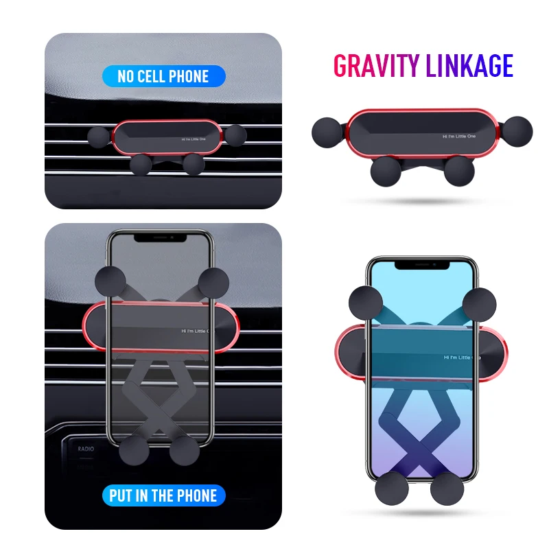

1PC Ultra-thin Mount Holder Gravity Bracket Rotate 360 Degrees New Little One Car Phone Aluminum Alloy Gravity Bracket
