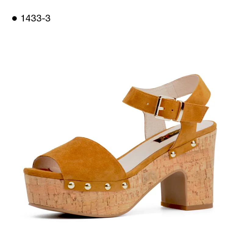 1433-3-Camel Donna-in/распродажа; сезон лето; Лидер продаж; женские босоножки на платформе и танкетке; босоножки на плоской подошве ручной работы из натуральной кожи на высоком каблуке; женская обувь; коллекция года - Цвет: 1433-3-Camel