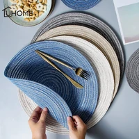 round ramie insulation pad solid place mat flax non slip table mat kitchen accessories decoration home mat