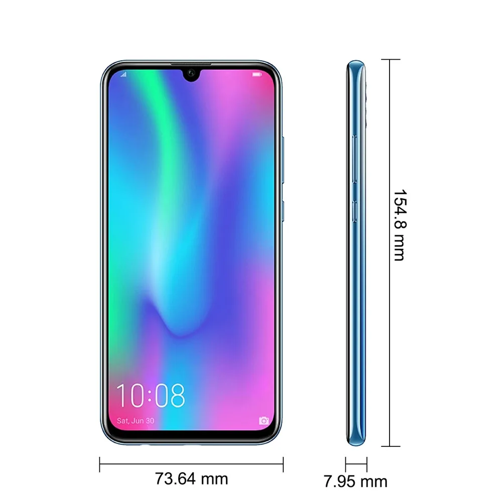 Honor 10 Lite Android 9,0 6,21 дюймов 3+ 64 Гб Смартфон 3400 мАч 24MP 3 камера мобильный телефон AI камера отпечатков пальцев Восьмиядерный