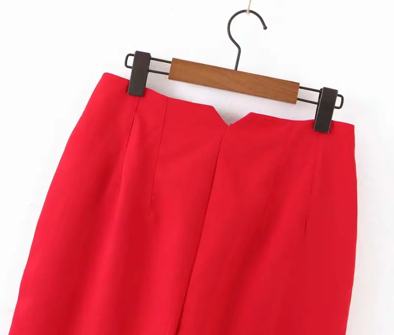 2019 женские стильные однотонные красные прямые брюки повседневные до щиколотки