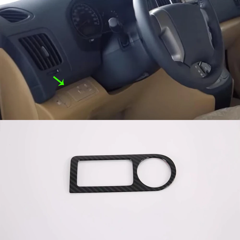 

Covers For Hyundai H-1 Car Grand Starex Accessories ABS Carbon Fiber LHD Front Head Lamp Light Stickers Decoration Switch Cover
