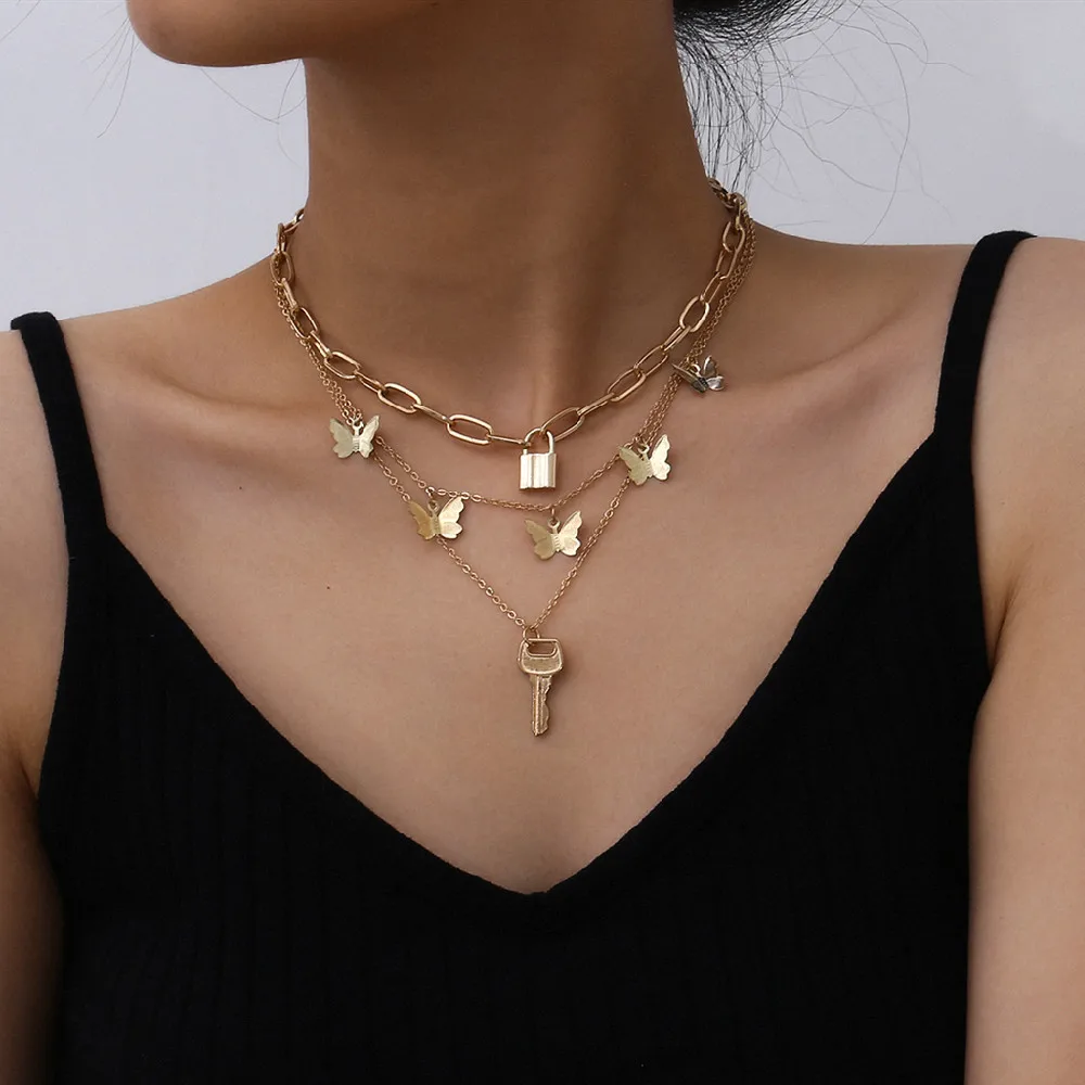 Очаровательное колье чокер с бабочкой в стиле бохо ожерелье подвеской виде