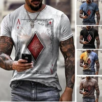 2021 european and american mens fashion t shirts new poker card printing mens t shirt tops