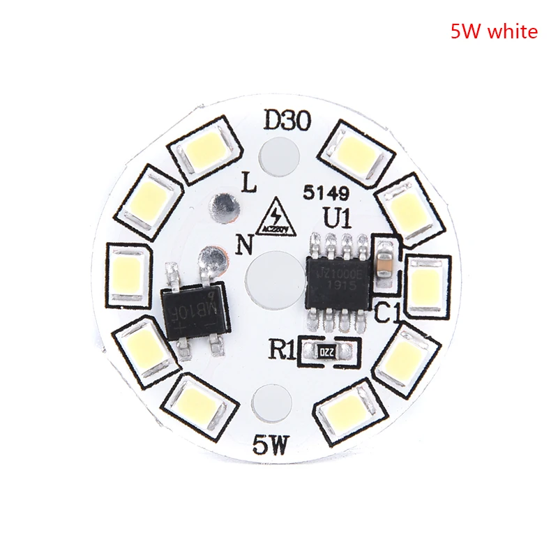 5w white 1 шт. светодиодный нашивка-лампочка лампа SMD пластина круглый Модуль светильник-источник для лампы светильник белый/теплый белый - Испускаемый цвет: 5w white