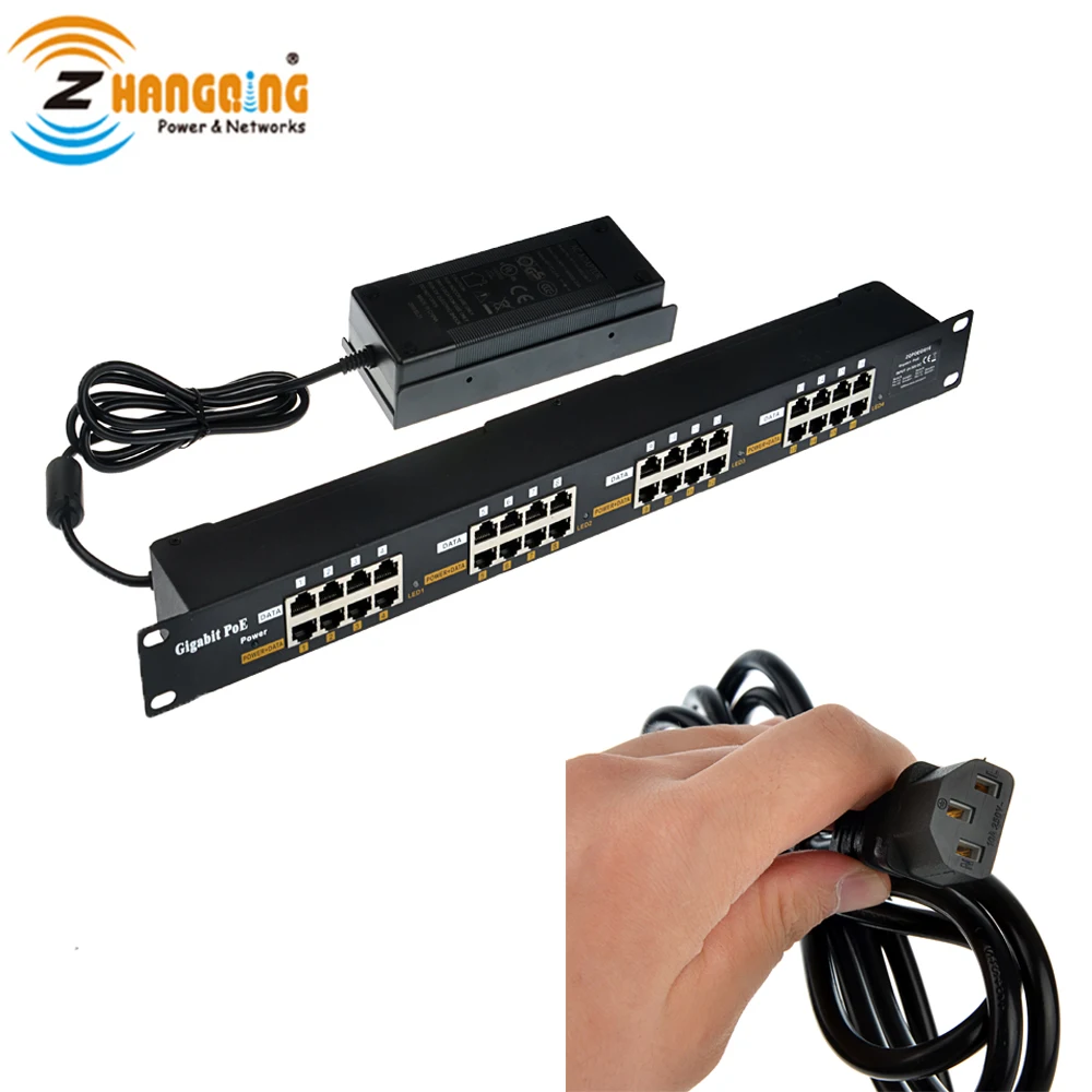 Гигабитный Пассивный PoE 16 портов Power over Ethernet инжектор для устройств 802.3af с 48 Вольт