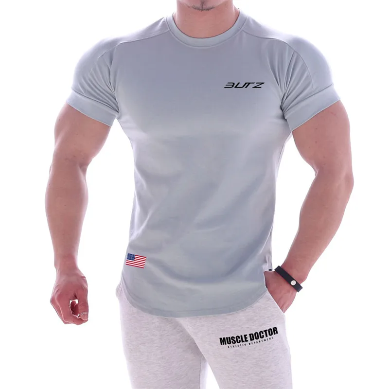 Новинка 2021 Спортивная Мужская футболка для бега тренажерного зала бодибилдинга