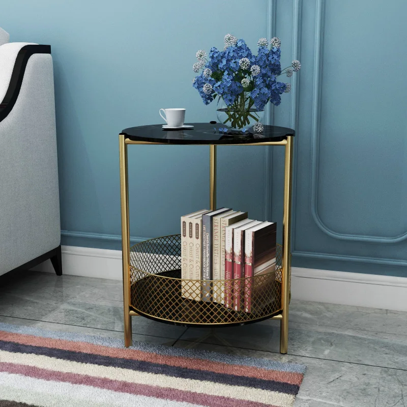 

Nordic Light Luxury Marble Side Table Modern Simple Sofa Corner Table Bedroom Side Table Creative Storage Bedside Table