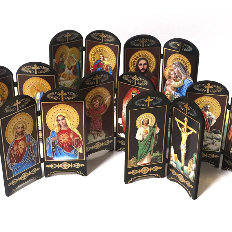 Религиозная фигурка икона двойной экран настольное украшение Иисус Христа