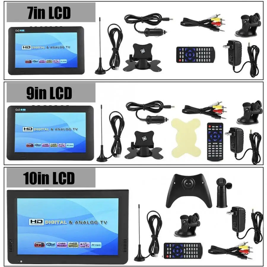 LEADSTAR 10 дюймов HD Портативный ТВ DVB T2 ATSC цифровой аналоговый телевизор мини