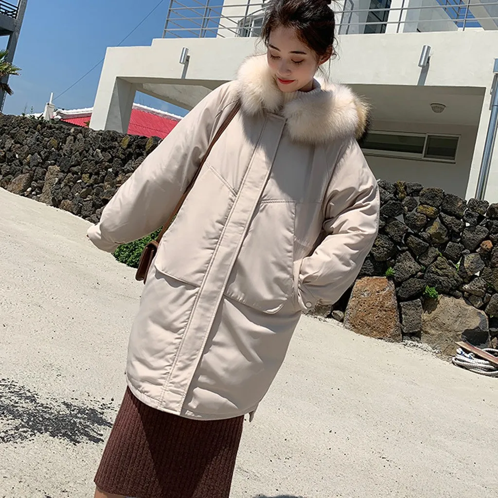 

JAYCOSIN Outerwear Coats 2019 Women Lady's Winter Jacket Long Sleeve Warm Solid Large Size Pockets Coat Jackets L401105
