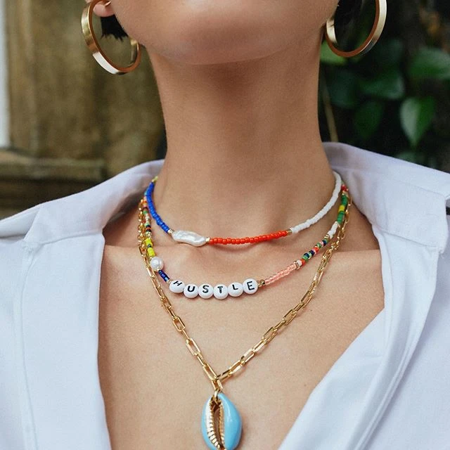 wholesale 2020 puka shell Female Summer Paired real Freshwater Pearl Multicolor Beads Handmade Special Necklaces women | Украшения и