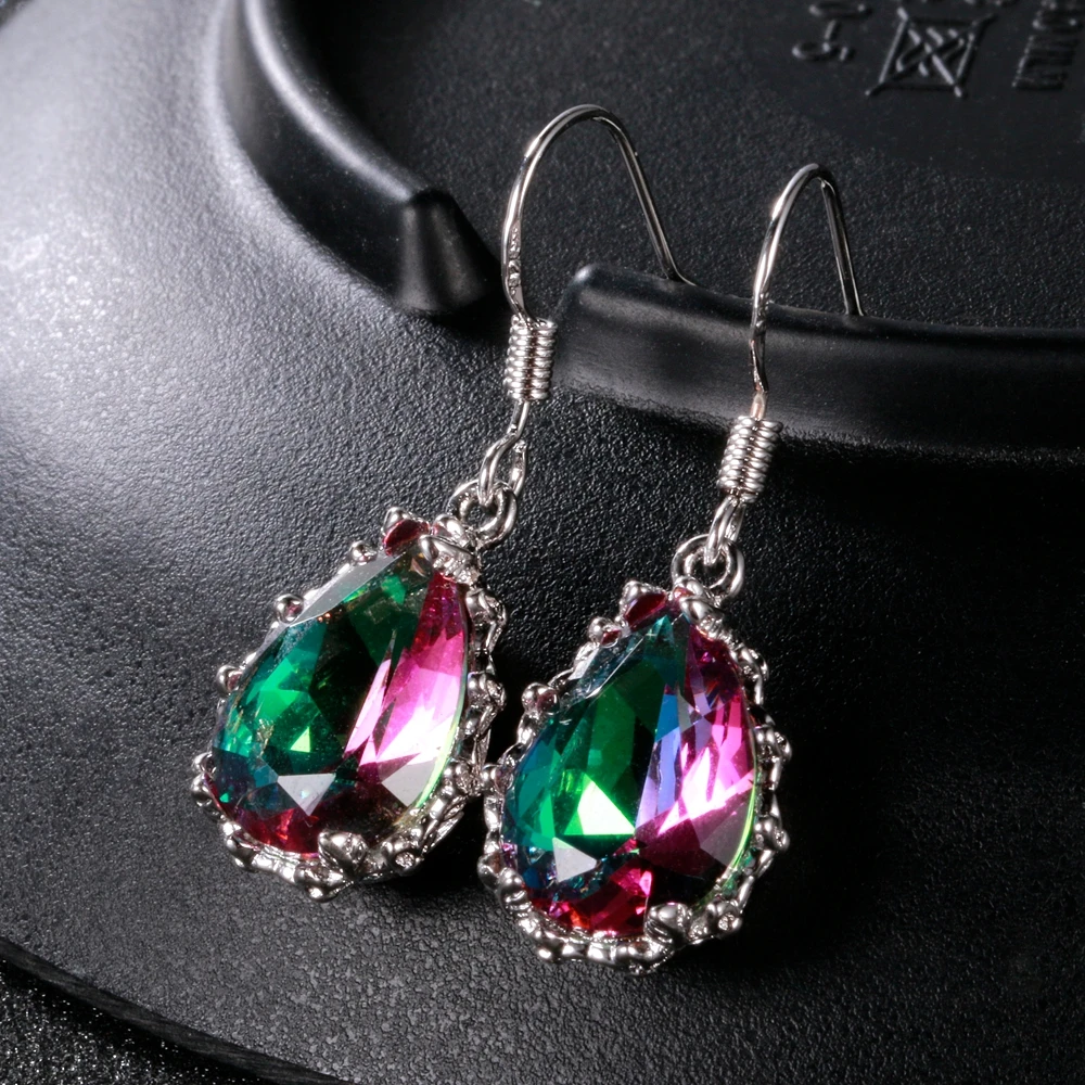 

Huitan New Fashion Water Drop Multicolor Zircon Women Earring Delicate Birthday Gift Wedding Bridal Drop Earring Drop Shipping