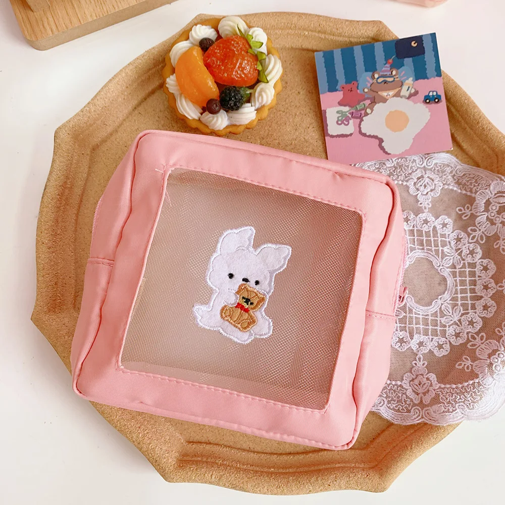 Вместительная мультяшная косметичка новинка 2021 портативная Сетчатая Сумка для