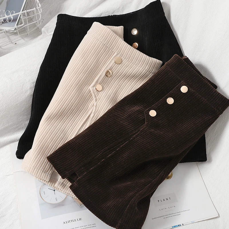 

Button Split Temperament Short Skirt Fashion Skirt Versatile Show Thin High Waist Hip Skirt Women