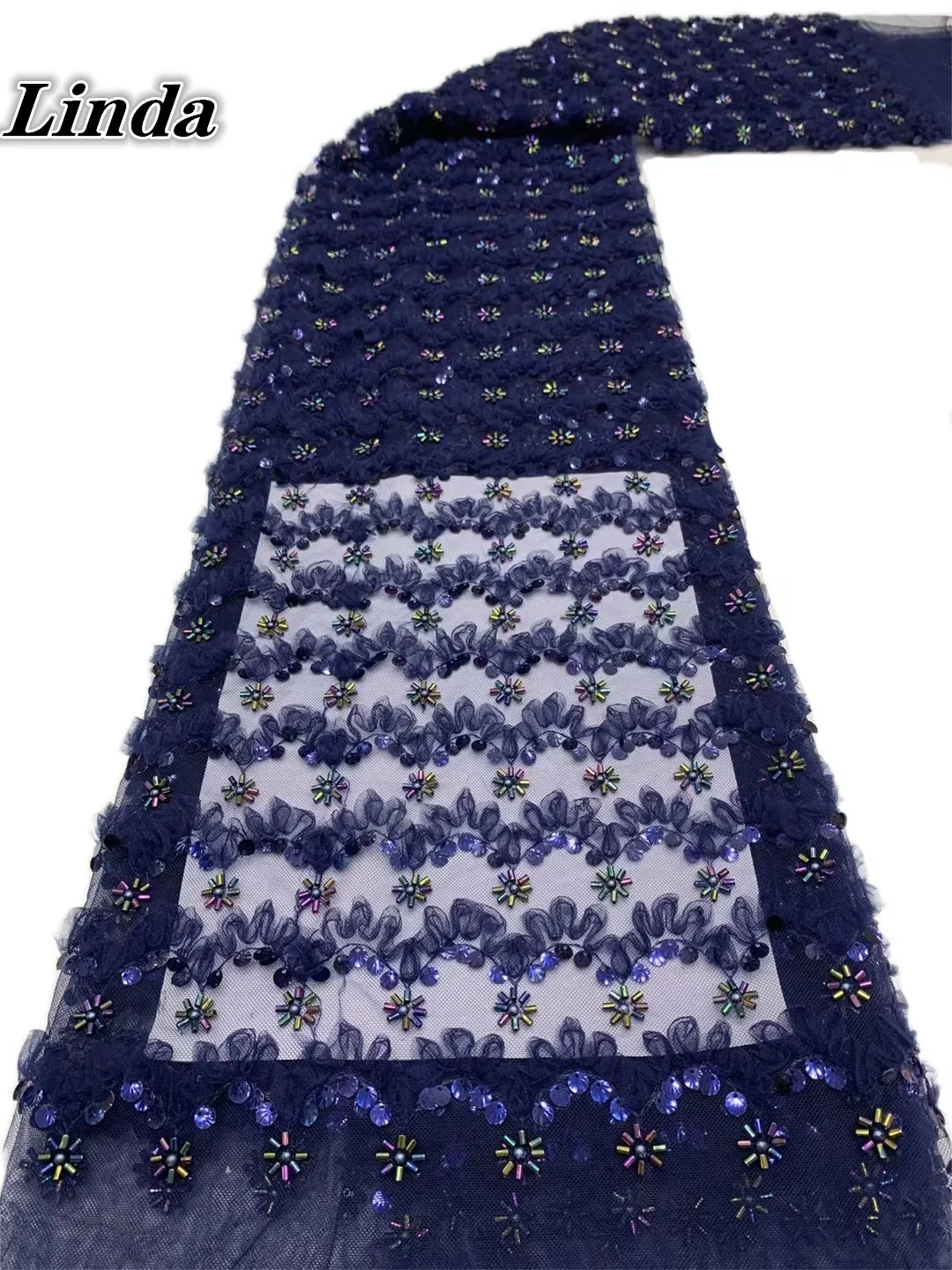

Linda African Lace Fabric Beads 5 Yards High Quality Nigerian Tulle Lace Fabric With Sequins For Sew Diy Dress Wedding
