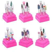 combined ceramic nail drill bit 7pcsset carbide milling cutter set nail files kit for electric manicure nail gel polishing tool