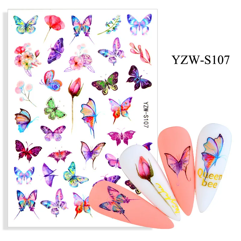 

Colorful Butterfly Ink Insect adhesive 3d nail sticker foil nails art decoration cute designs nail decals manicure supplies tool