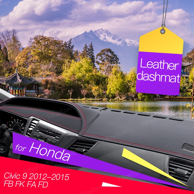 

For Honda civic 2012-2015 Car Styling Leather Dash Mat Dashmat Dashboard Sticker Cover Sun Shade Dash Board Cover Carpet