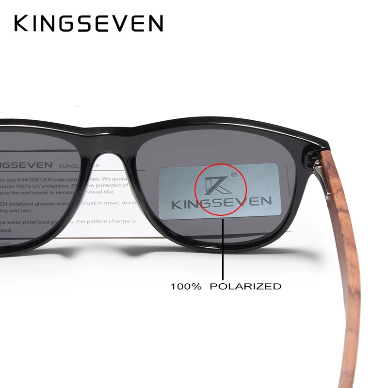 Солнцезащитные очки KINGSEVEN мужские поляризованные темные из ореха с деревянной