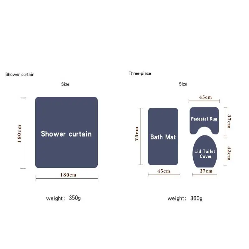 

4PCS Green Christmas Decor 3D Digital Printing Happy Shower Set Bathroom Shower Curtain Floor Mat Bathroom Base Mat Toilet Mat