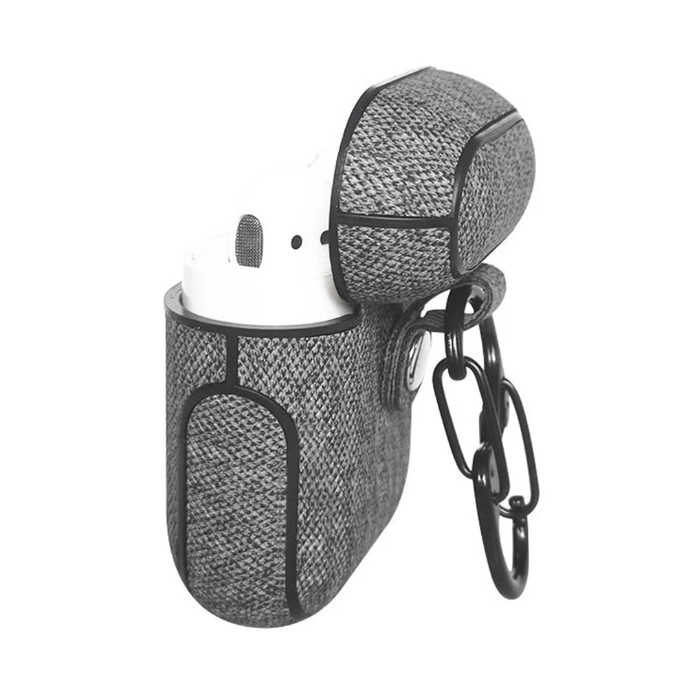 

Bluetooth Earphone Leather Case For Apple AirPods 1 2 Pro Fabric Anti-lost Shockproof Cover PU Skin For Air Pods With Hook