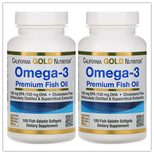 2 бутылки California Gold Nutrition Omega 3 высококачественное Рыбное масло 100 гелевые капсулы
