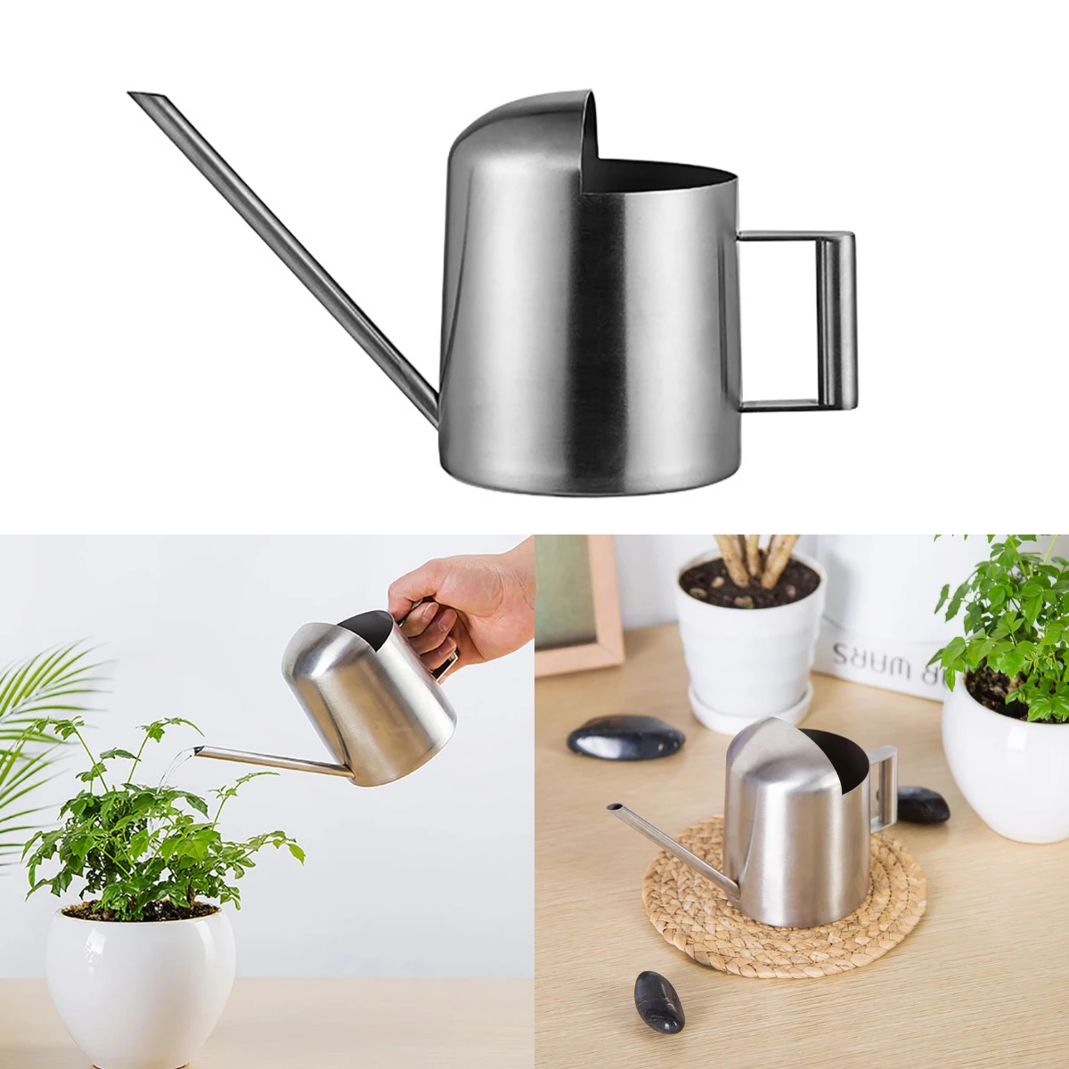 

500ml/16.5oz Long Spout Watering Can Stainless Steel Plants Garden Flower Watering Tool Scratches Matte Metal Watering Can