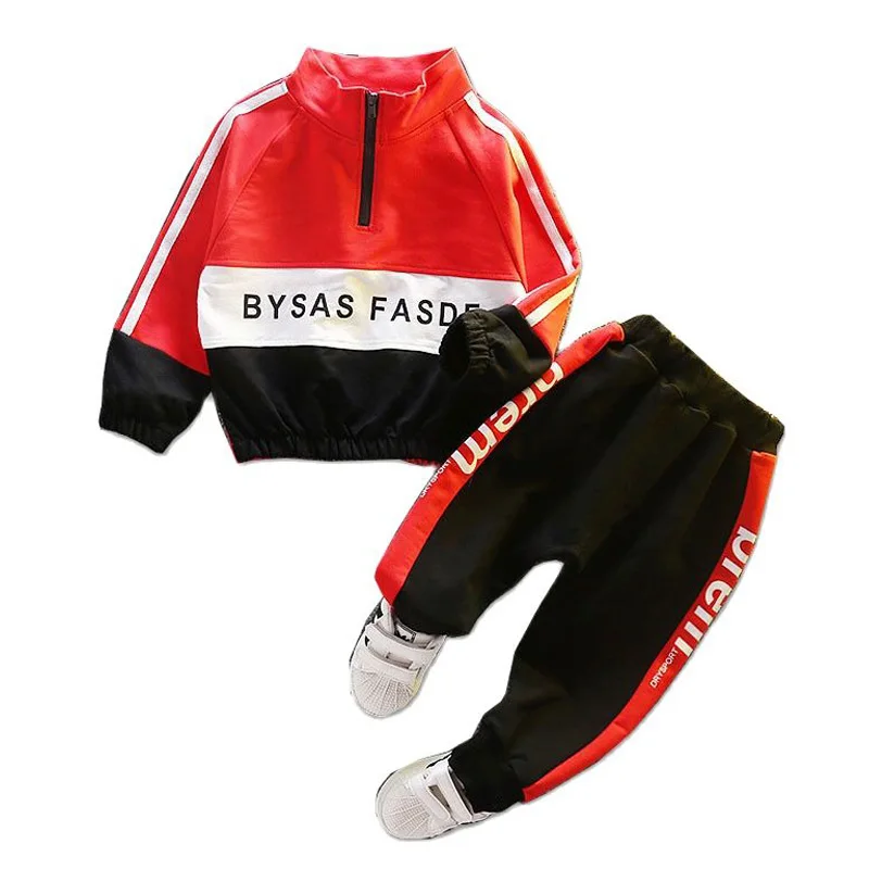 

Boys Autumn Sets Kids Baby Fashion Spring Girls Jacket Coats Pant 2Pcs Letter Splicing Cotton Children Clothing Sports Suits