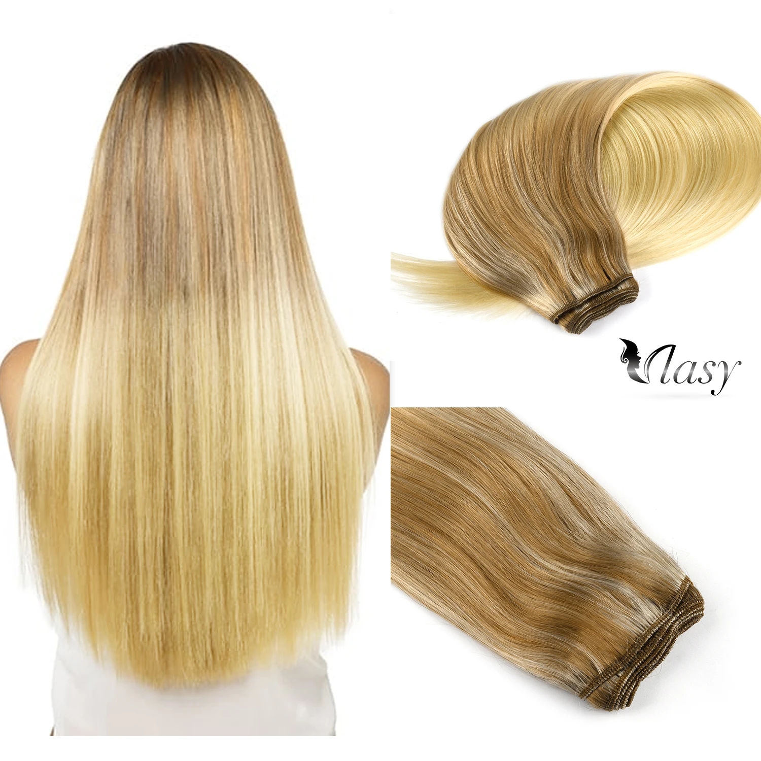 Vlasy 100 г/шт. 22 ''пряди волос прямые пряди Remy наращивание карамель и крем балаяж