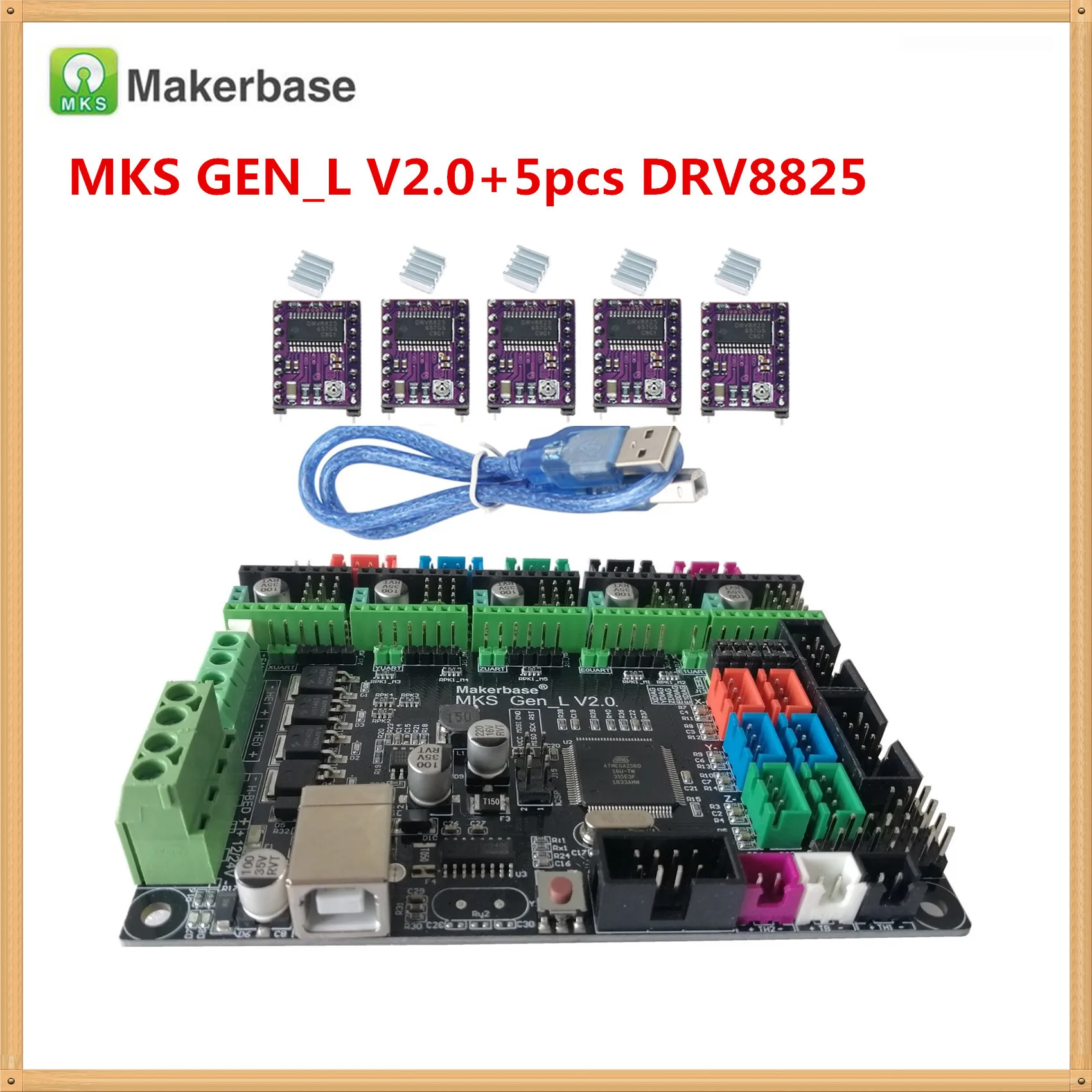 MKS GEN-L V2.0 материнская плата 3D принтер карта панель управления Поддержка a4988 DRV8825 TMC2209 TMC2208 LV8729 TMC2130 шаговый драйвер