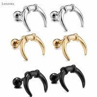 leosoxs 2pcs trend personality stainless steel moon shaped earrings human body piercing jewelry